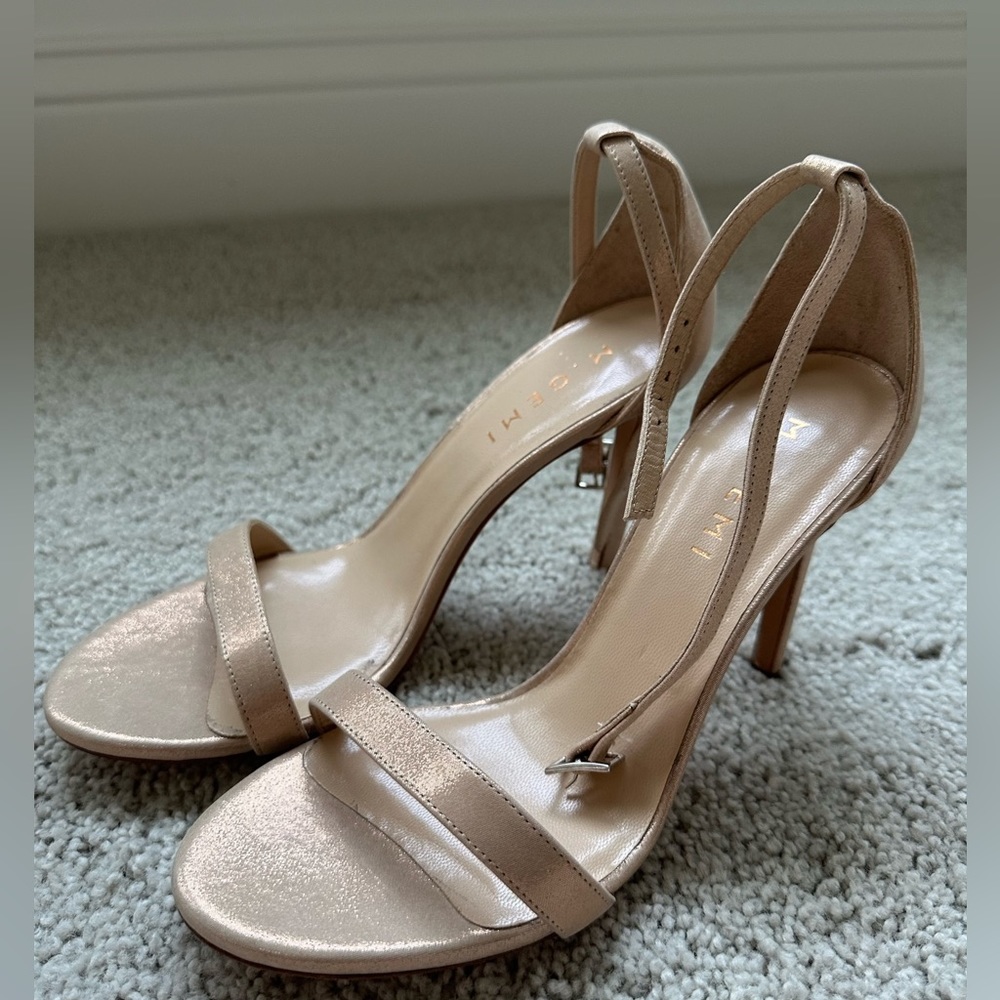 M.Gemi Strappy Sandal Heel - Size 36 - Shimmer Nude